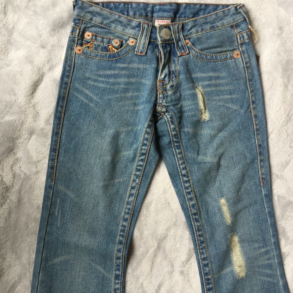 Y2K Vtg TRUE RELIGION Flare Low Rise Bobby Rainbow Cowgirl Jean NWT Retail $275 - Picture 4 of 15